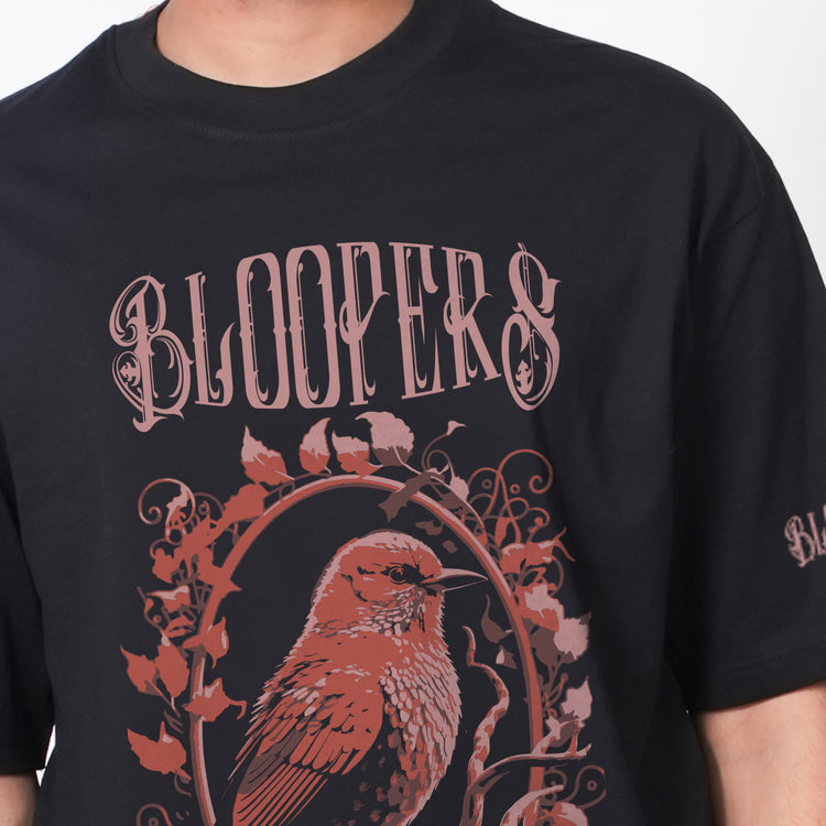 Bloopers Birds Black Oversized T-shirt