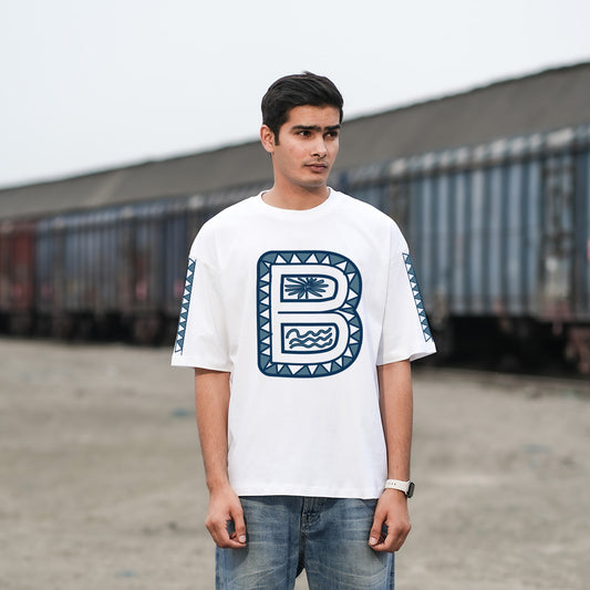 Bloopers White Graphic Printed Oversized T- shirt