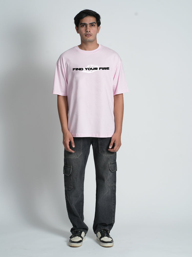 Bloopers Find Your Fire Pastel Pink Oversized Dropshoulder T-shirt