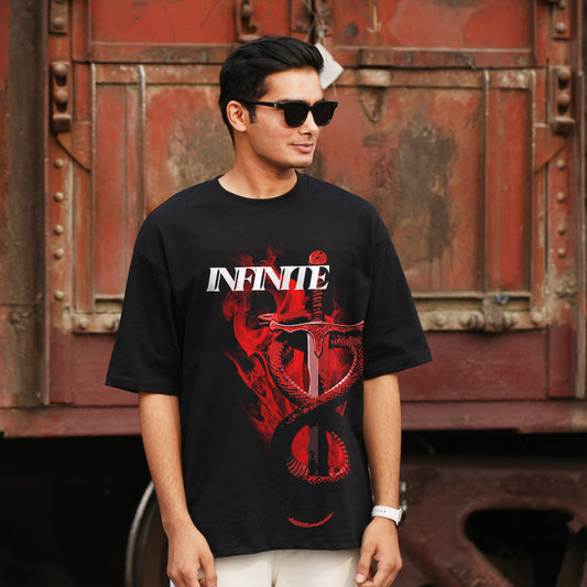 Bloopers Infinte Black Oversized Dropshoulder T-shirt