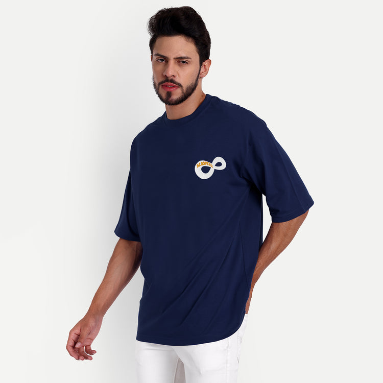 Euphoria Oversized Drop shoulder Navy Blue T-shirt for Men