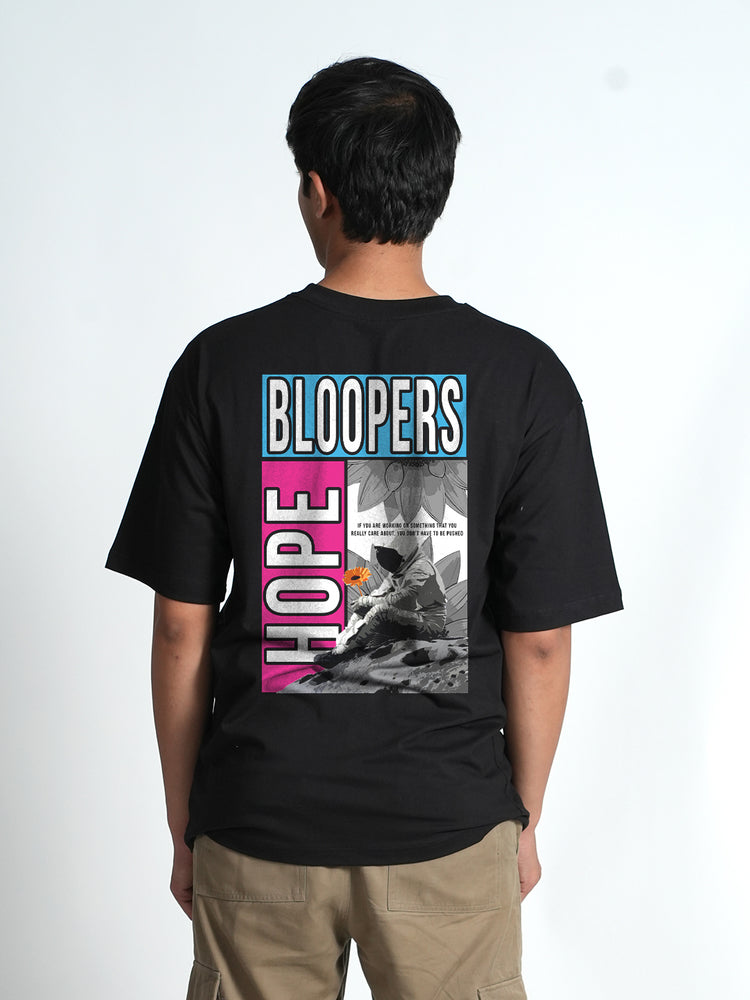 Men's Hope Printed Black Oversized Dropshoulder T-shirt