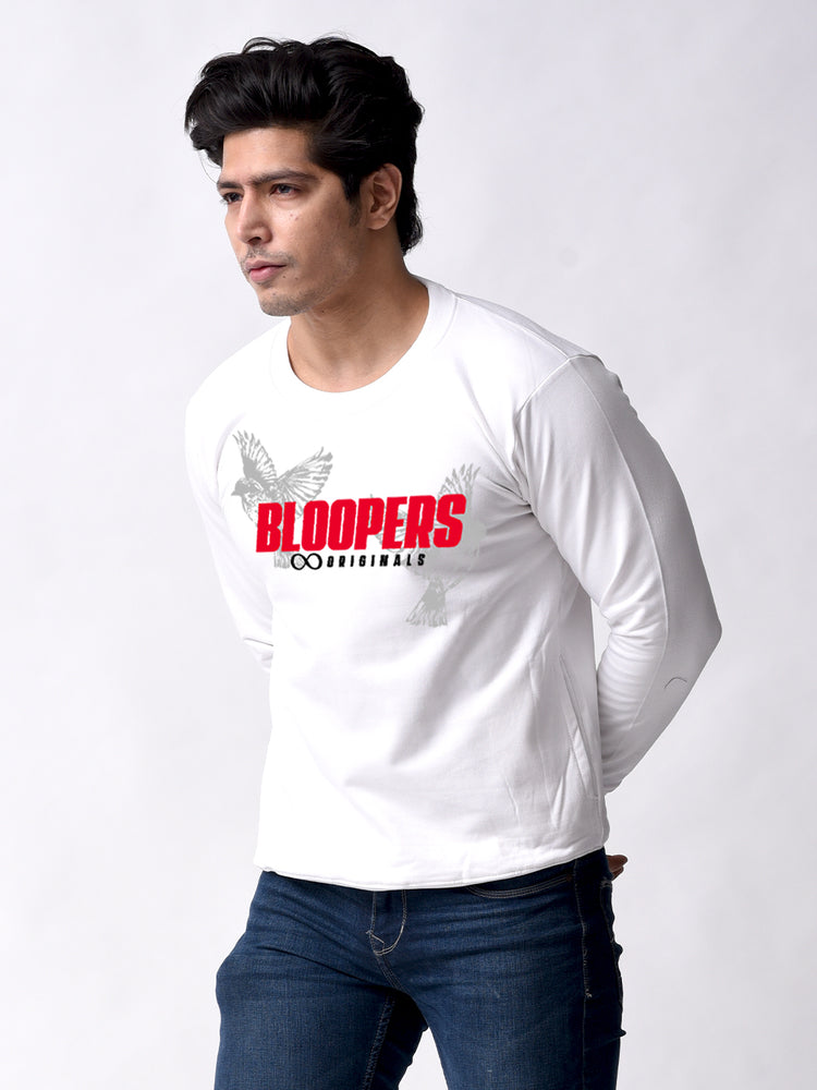 Bloopers White Winter Wear Full Sleeve Sweatshirt
