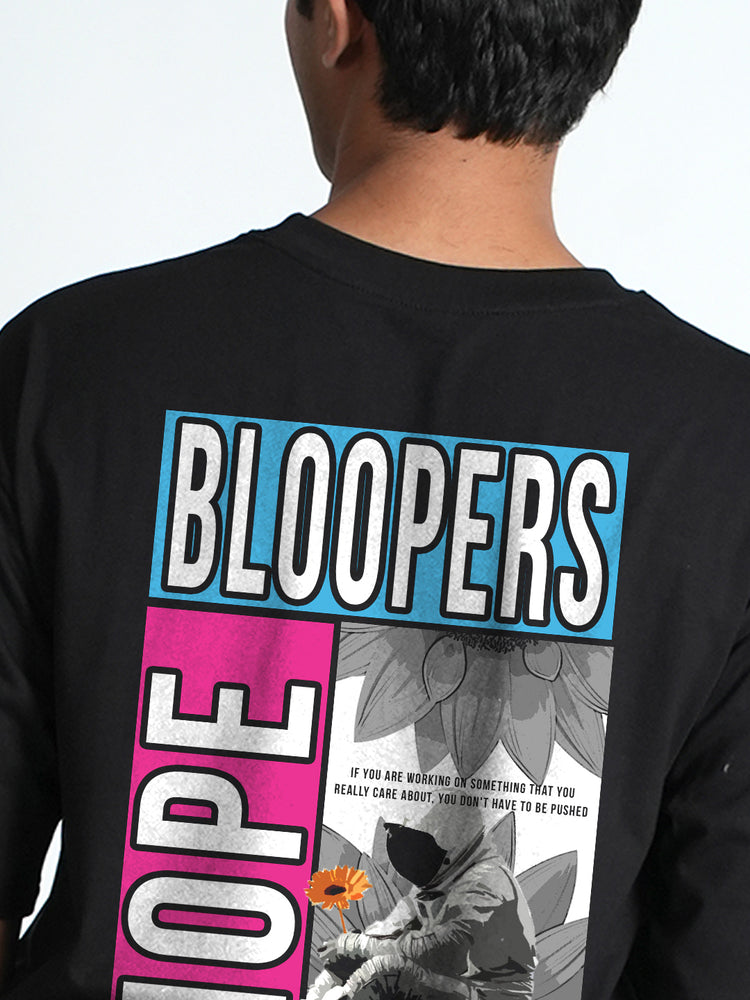 Men's Hope Printed Black Oversized Dropshoulder T-shirt