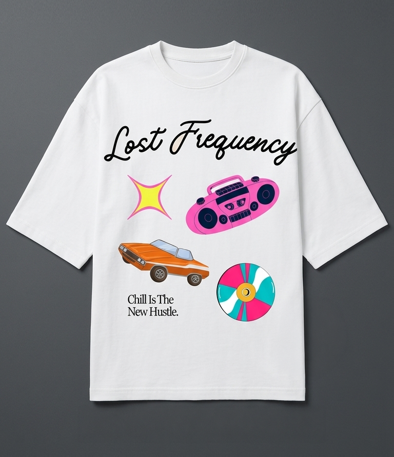 Lost Frequency White Oversized T- shirt – Bloopers
