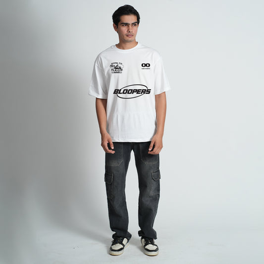 Born to Race White Oversized T- shirt