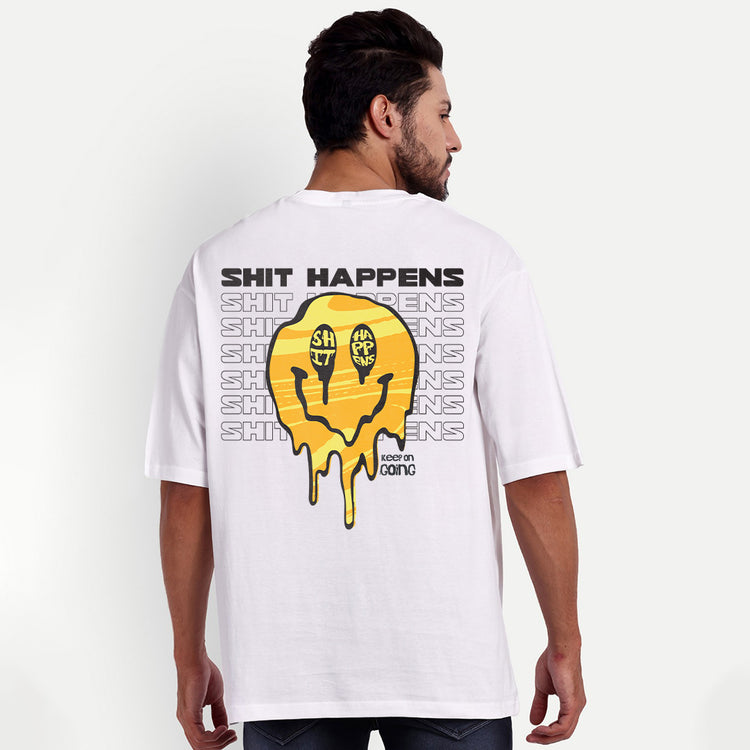 SHIT HAPPENS WHITE OVERSIZED T-SHIRT