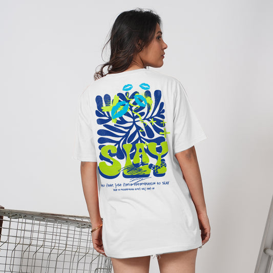 Slay white oversized t-shirt for women
