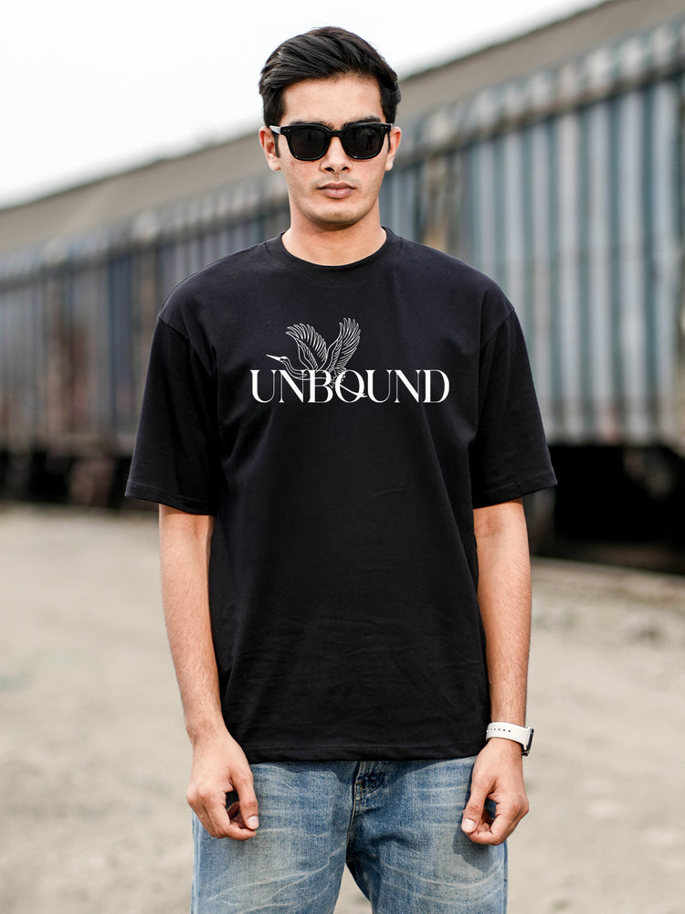 Unbound Black Oversized Drop shoulder T-shirt