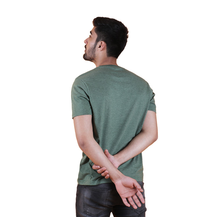 Basic Green Melange Regular Fit Roundneck T-shirt