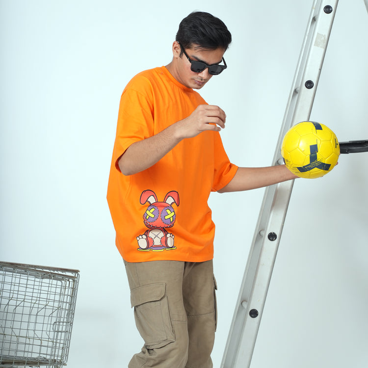 Rabbit Oversized loose fit Orange T-shirt