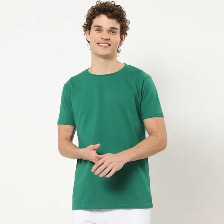 Basic Dark Forest Green Regular Fit Roundneck T-shirt