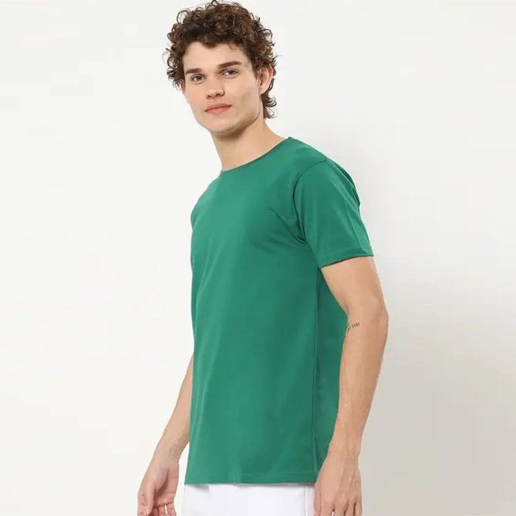 Basic Dark Forest Green Regular Fit Roundneck T-shirt