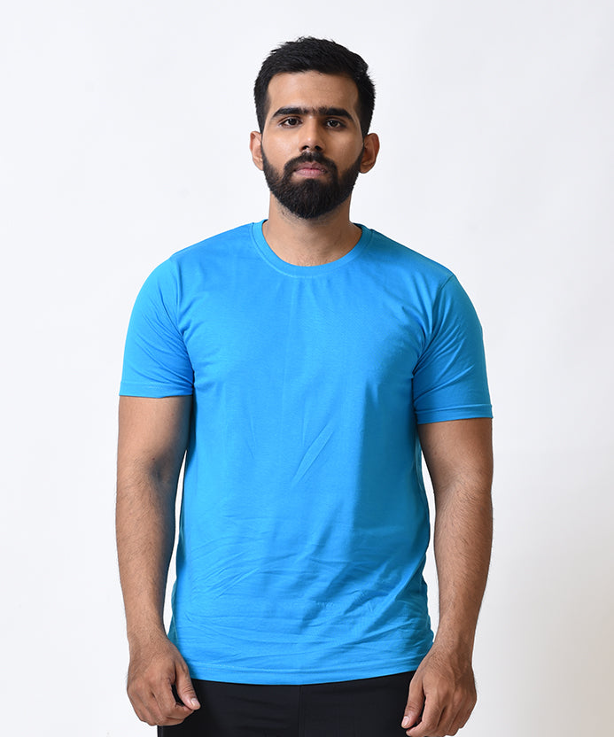 Basic Turquise Blue Regular Fit Roundneck T-shirt