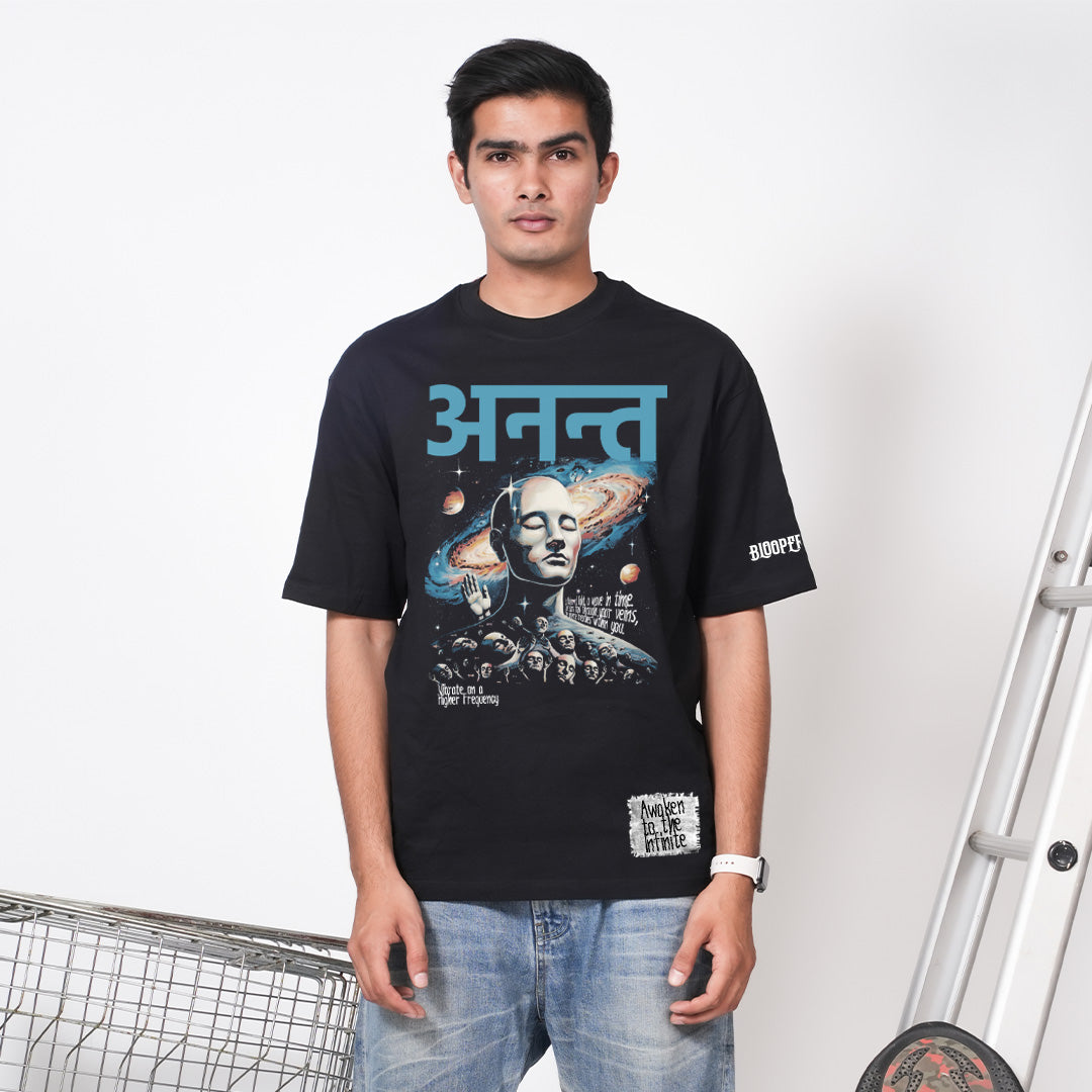 Bloopers Anant Oversized Black T- shirt
