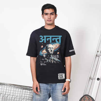 Bloopers Anant Oversized Black T- shirt