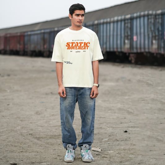 Bloopers Static Off white Oversized T- shirt