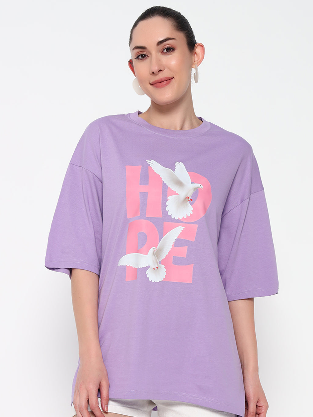 Hope Lavender Oversized Dropshoulder Womens T-shirt