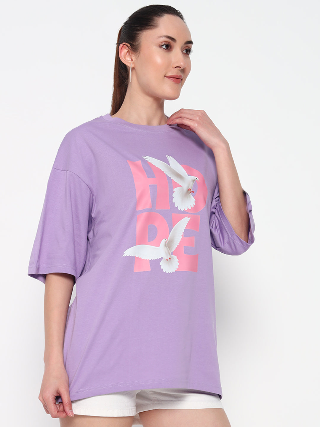 Hope Lavender Oversized Dropshoulder Womens T-shirt