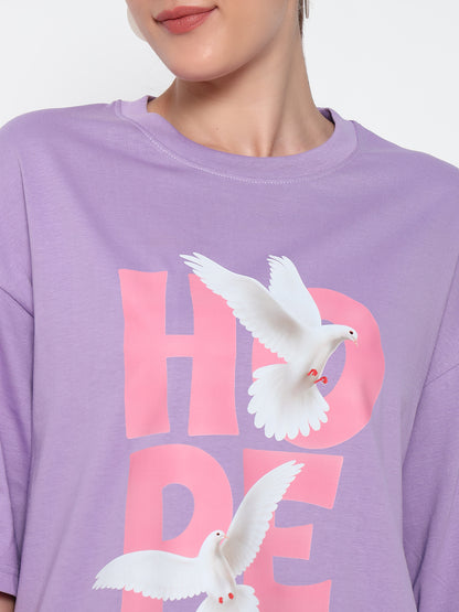 Hope Lavender Oversized Dropshoulder Womens T-shirt