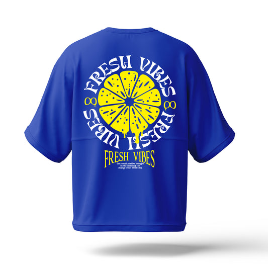 Blue Fresh Vibes Graphic Printed Oversized T-shirt For Men