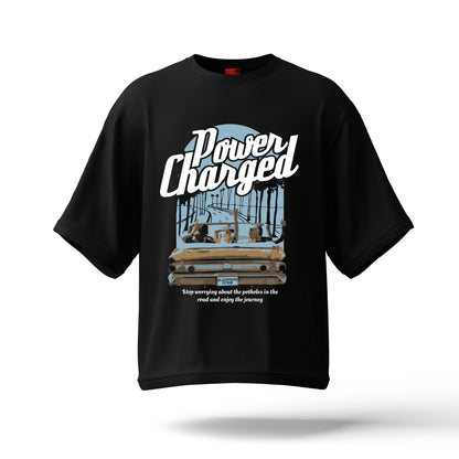 Power Changed Black Oversized Trendy T-shirt For Men