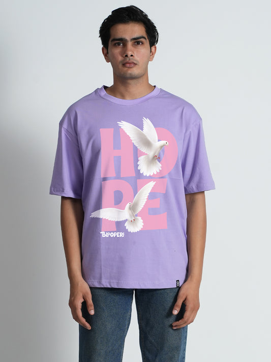 Oversized Lavender Hope Graphic Printed T-shirt For Men