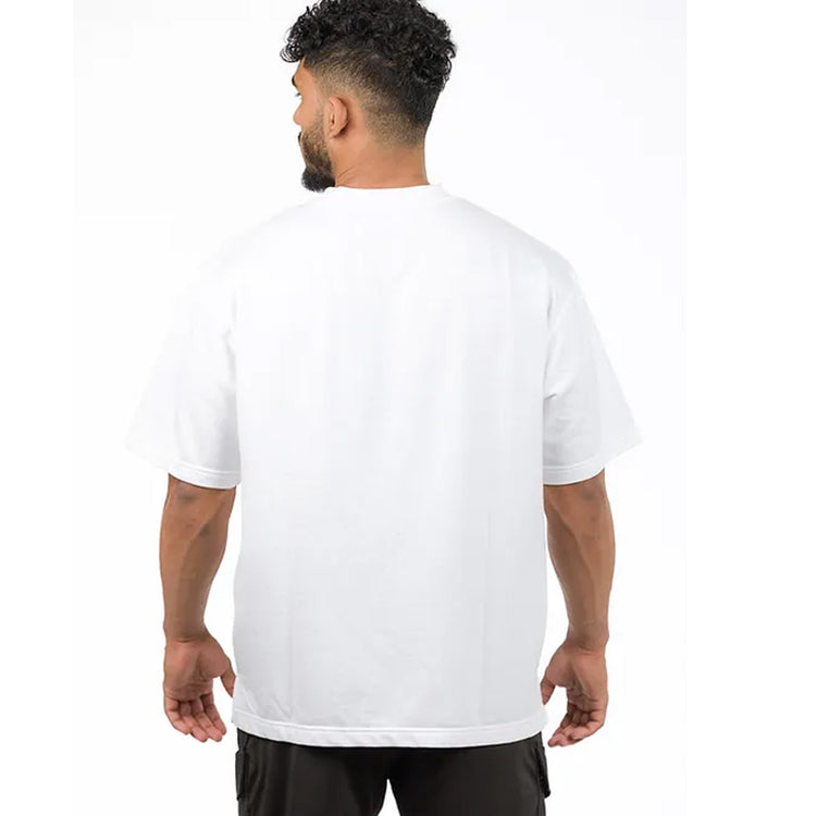 Level Up White Oversized Dropshoulder Roundneck T-shirt for Women