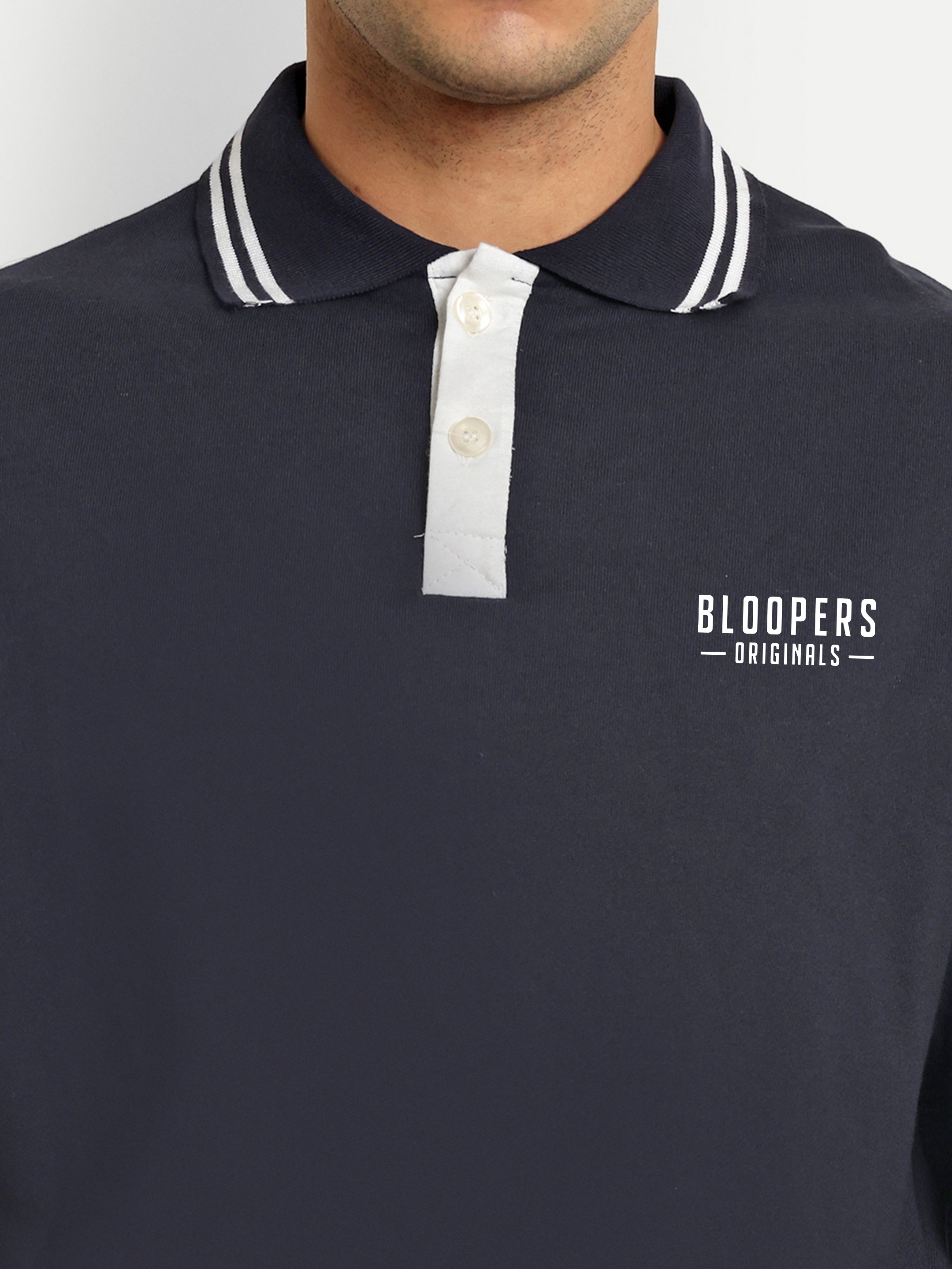 Men's Oversized Navy blue Collar Neck T-shirt