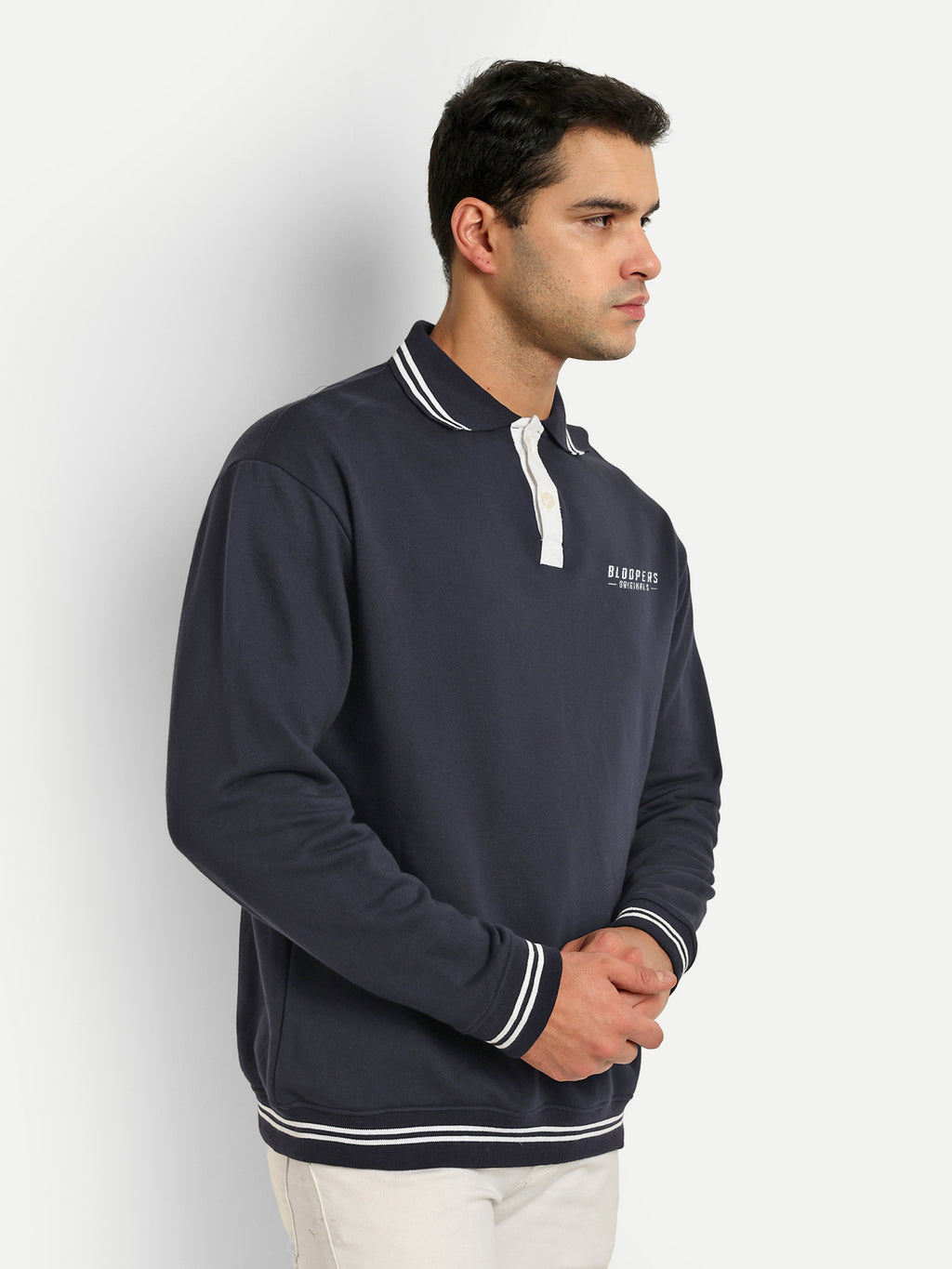 Men's Oversized Navy blue Collar Neck T-shirt