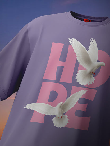 Oversized Lavender Hope Graphic Printed T-shirt For Men
