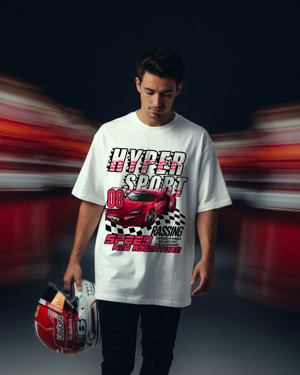 Bloopers Hyper Sport White Oversized Dropshoulder T-shirt