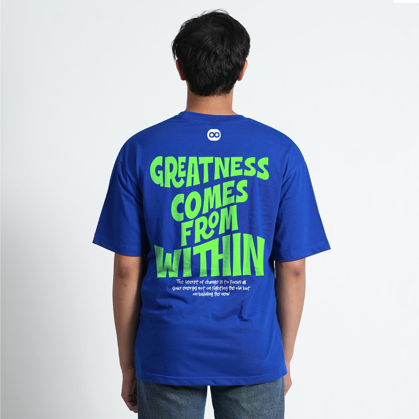 GREATNESS COMES FROM WITHIN ROYAL BLUE OVERSIZED T-SHIRT