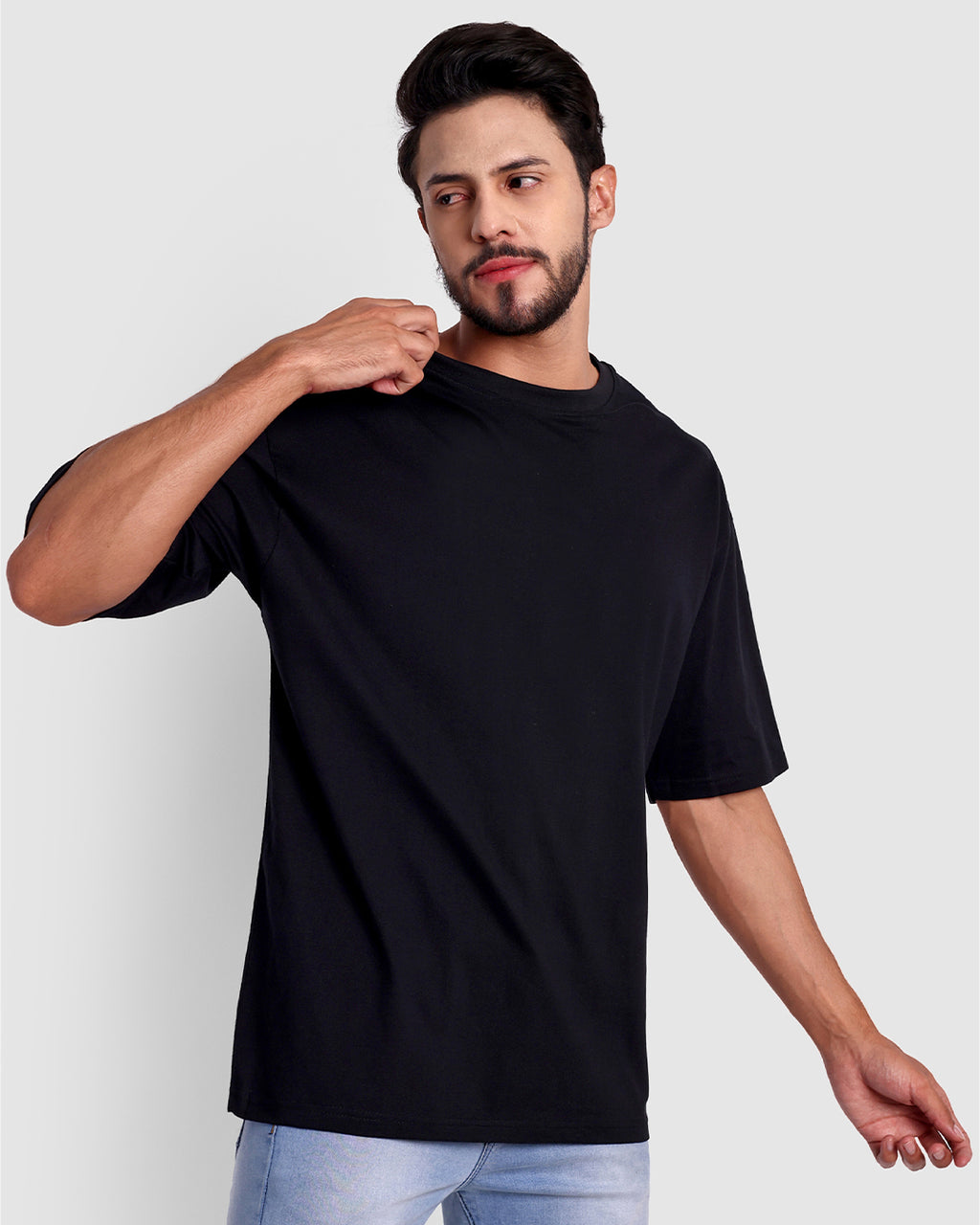 BASIC OVERSIZED DROPSHOULDER LOOSE FIT BLACK T-SHIRT