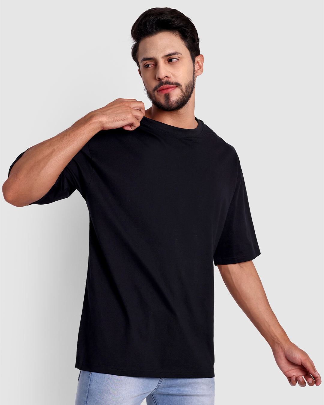 BASIC OVERSIZED DROPSHOULDER LOOSE FIT BLACK T-SHIRT