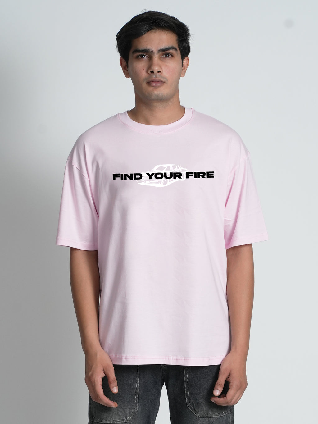 Bloopers Find Your Fire Pastel Pink Oversized Dropshoulder T-shirt