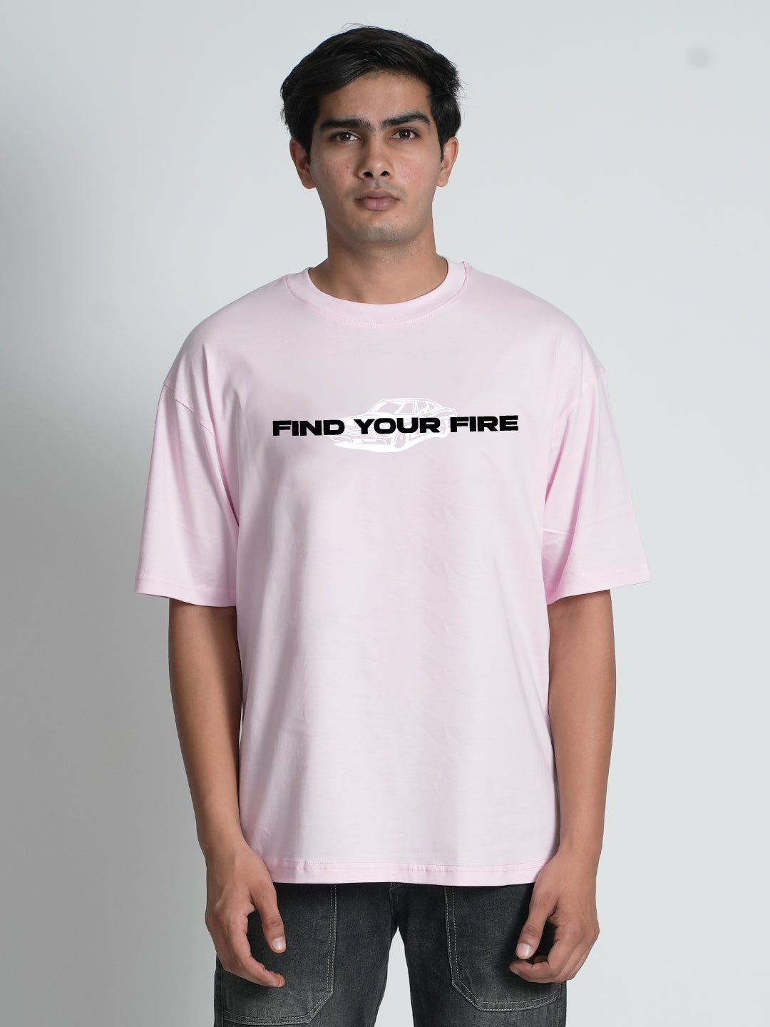 Bloopers Find Your Fire Pastel Pink Oversized Dropshoulder T-shirt