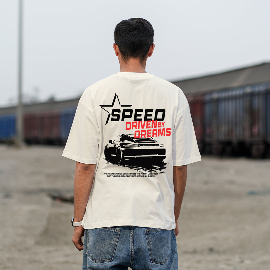 Driven Dreams Off White Oversized T-shirt