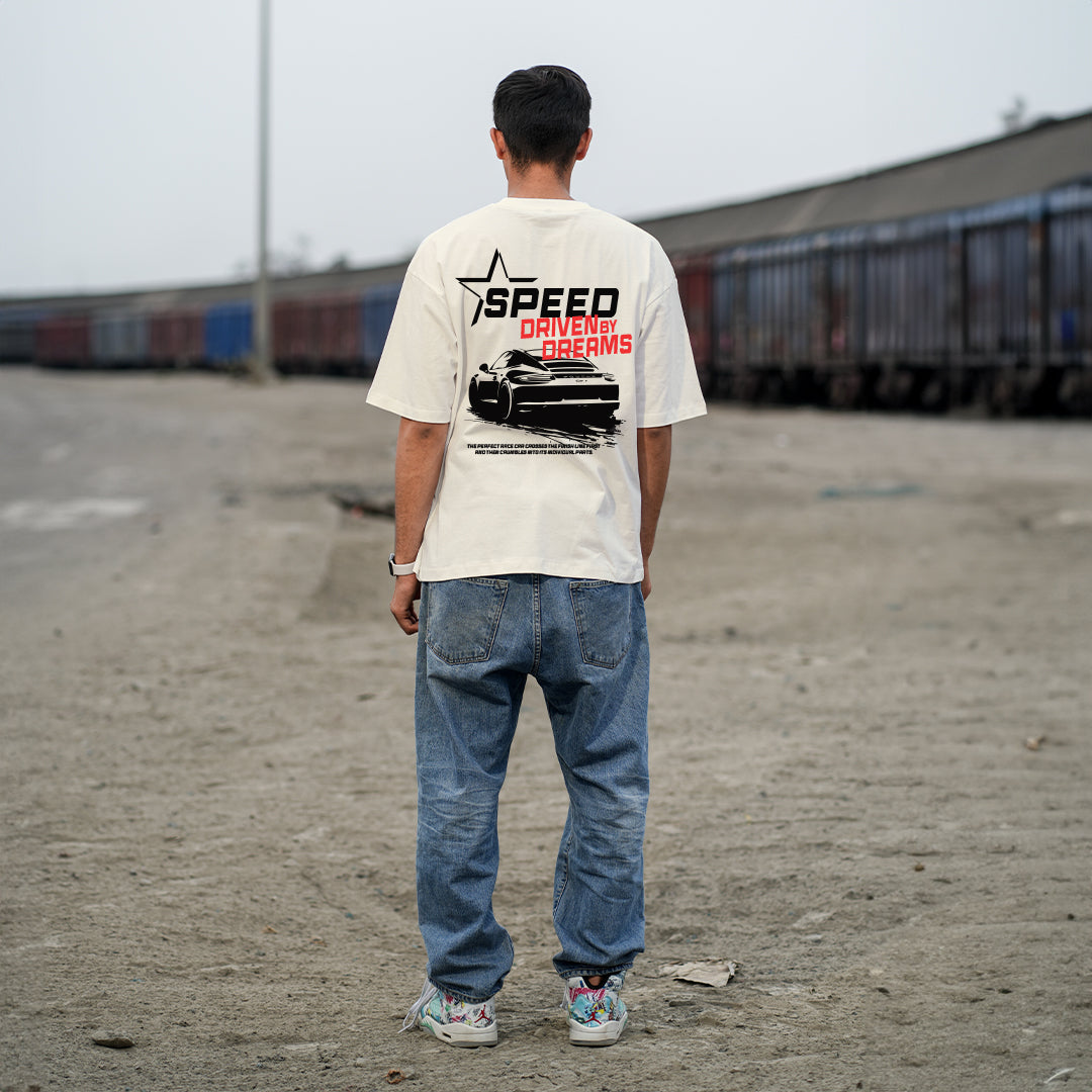 Driven Dreams Off White Oversized T-shirt