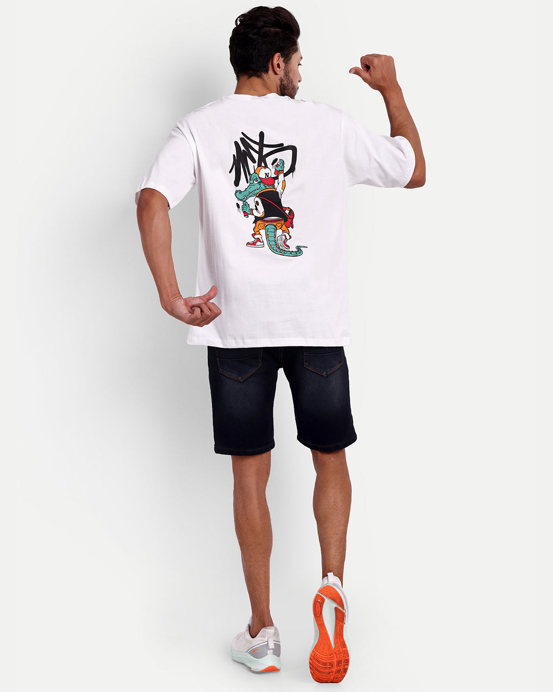Crocodile Graffiti White Oversised T-shirt