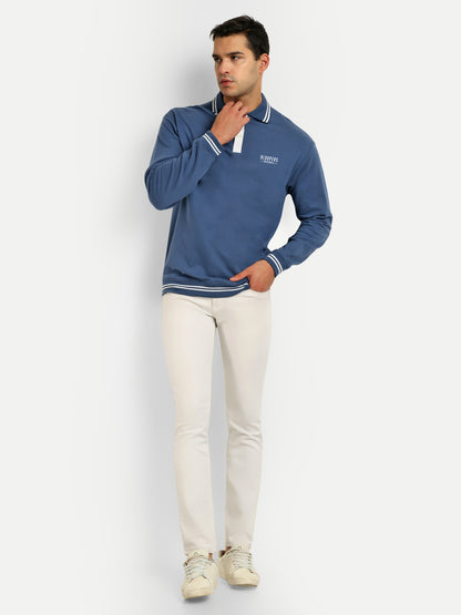 Bloopers Blue Oversized Full Sleeve Cotton Sweatshirt for Men's