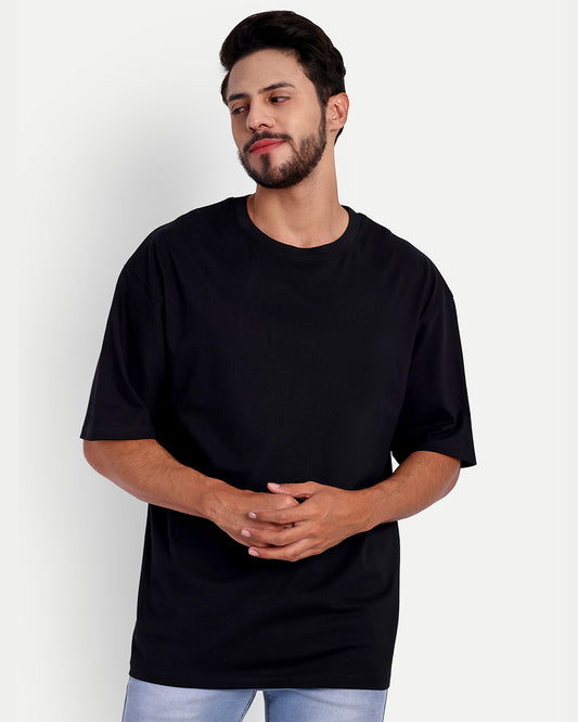 BASIC OVERSIZED DROPSHOULDER LOOSE FIT BLACK T-SHIRT