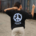 PEACE WOMEN OVERSIZED BLACK T-SHIRT