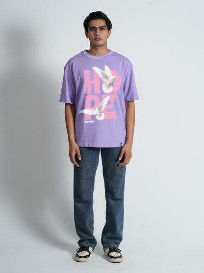 Oversized Lavender Hope Graphic Printed T-shirt For Men
