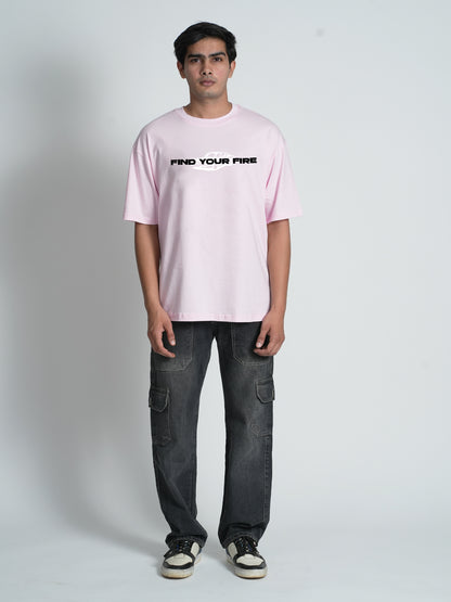 Bloopers Find Your Fire Pastel Pink Oversized Dropshoulder T-shirt