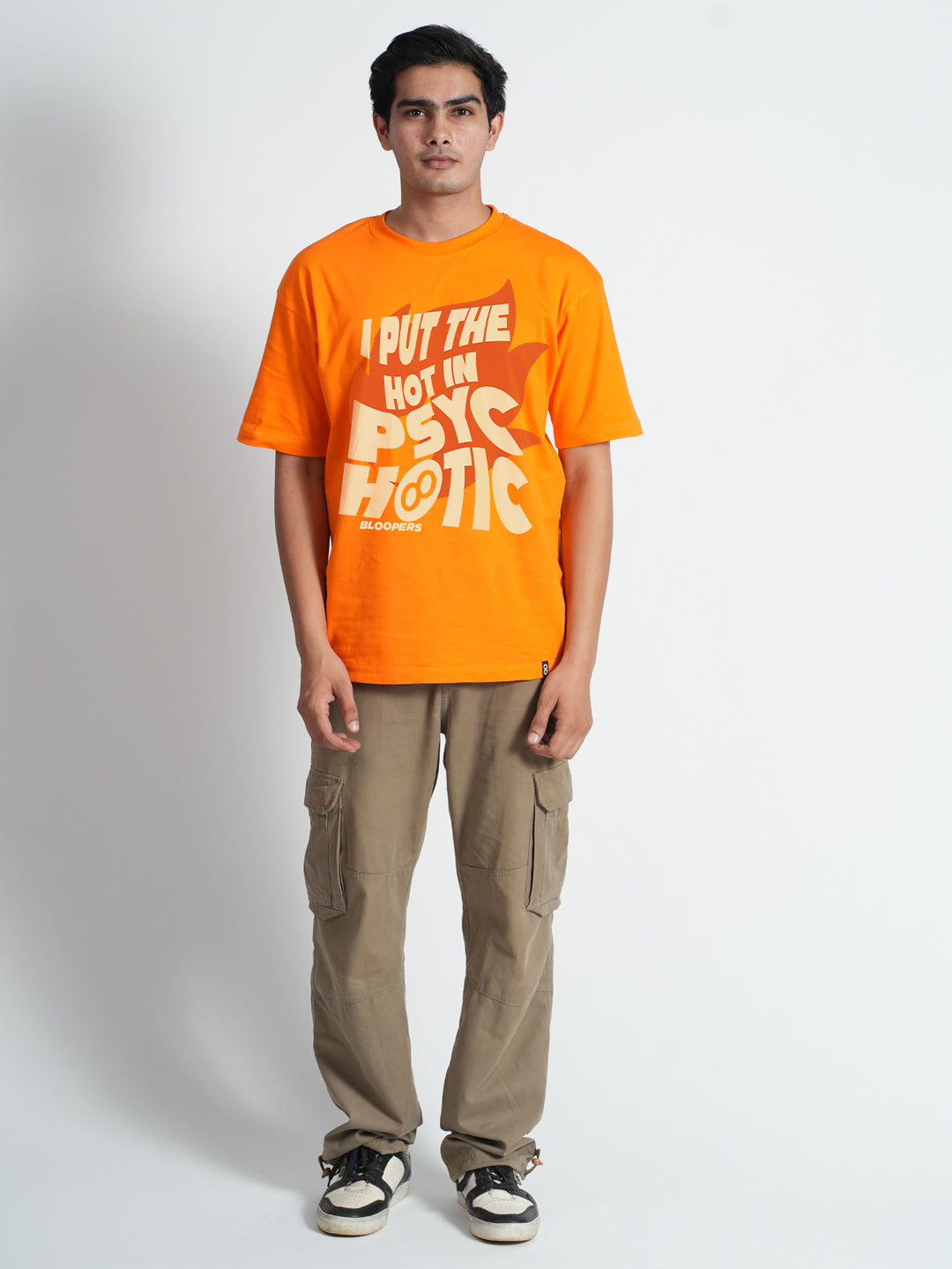 Bloopers Psychotic Orange Drop shoulder Oversized T-shirt