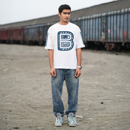 Bloopers White Graphic Printed Oversized T- shirt