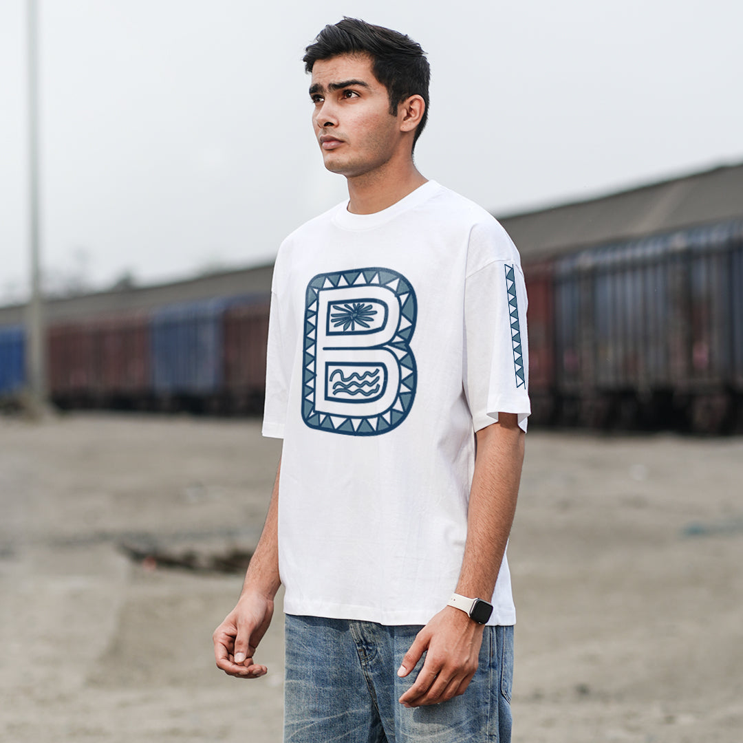 Bloopers White Graphic Printed Oversized T- shirt