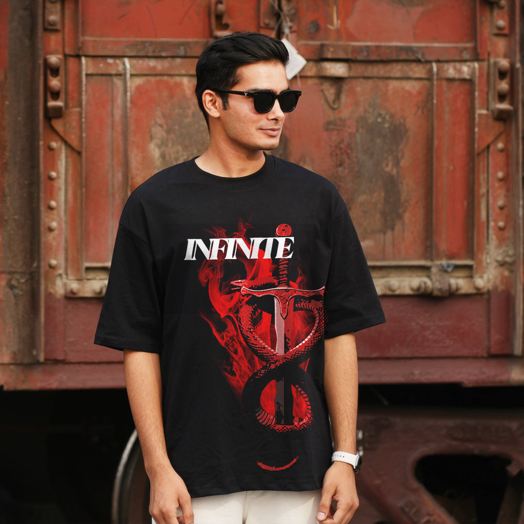 Bloopers Infinte Black Oversized Dropshoulder T-shirt