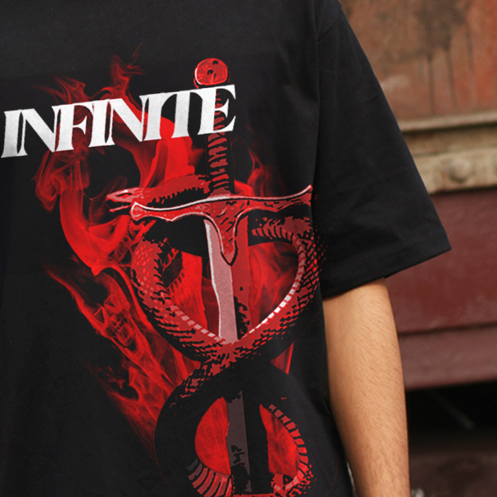 Bloopers Infinte Black Oversized Dropshoulder T-shirt